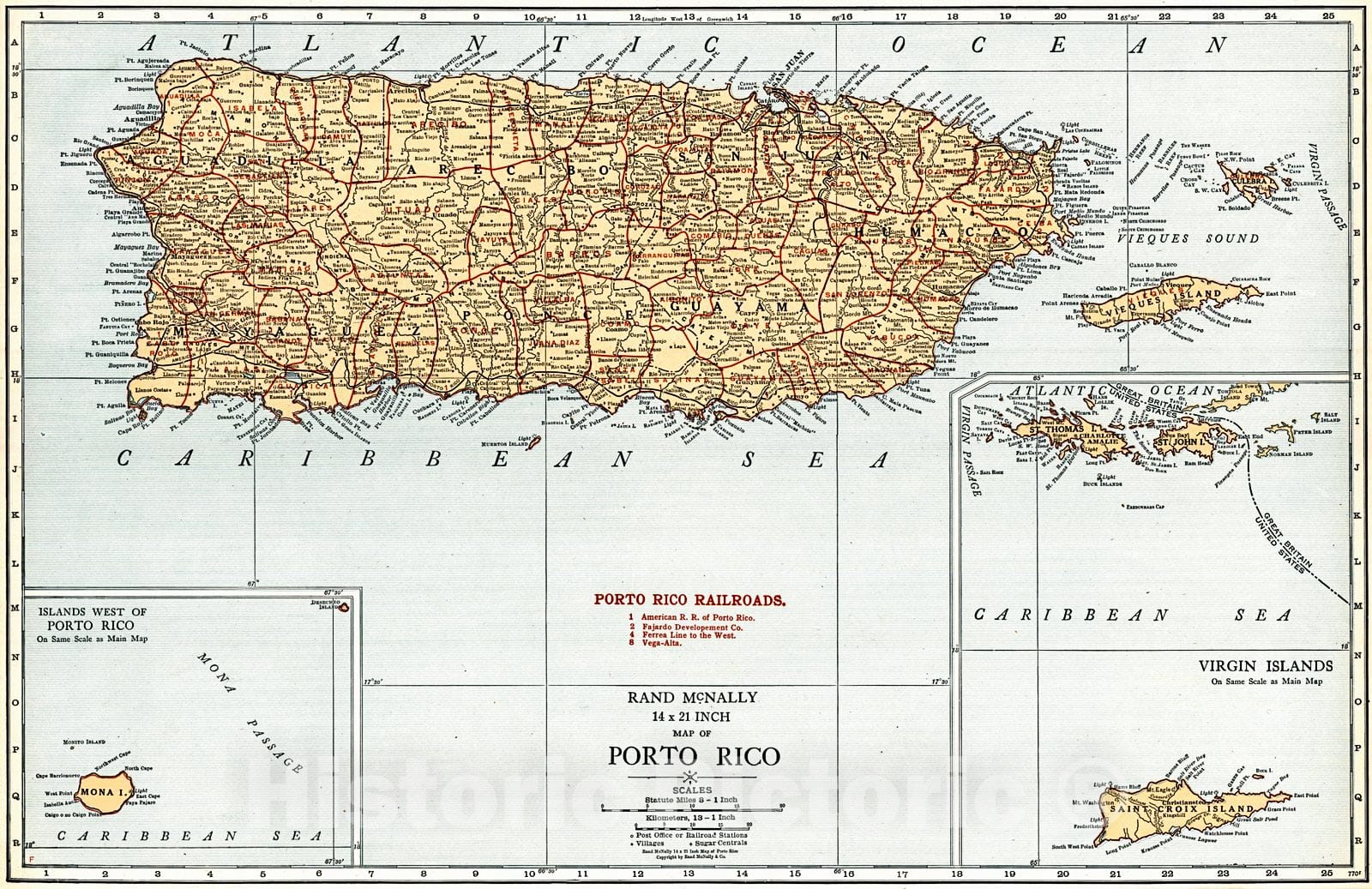 Historic Map : 1921 Porto Rico : Vintage Wall Art – Historic Pictoric