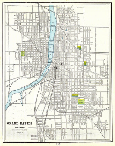 Historic Map :  Grand Rapids, Michigan, 1898 : Vintage Wall Art