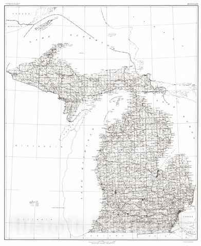 Historic Map : 1916 State of Michigan : Vintage Wall Art