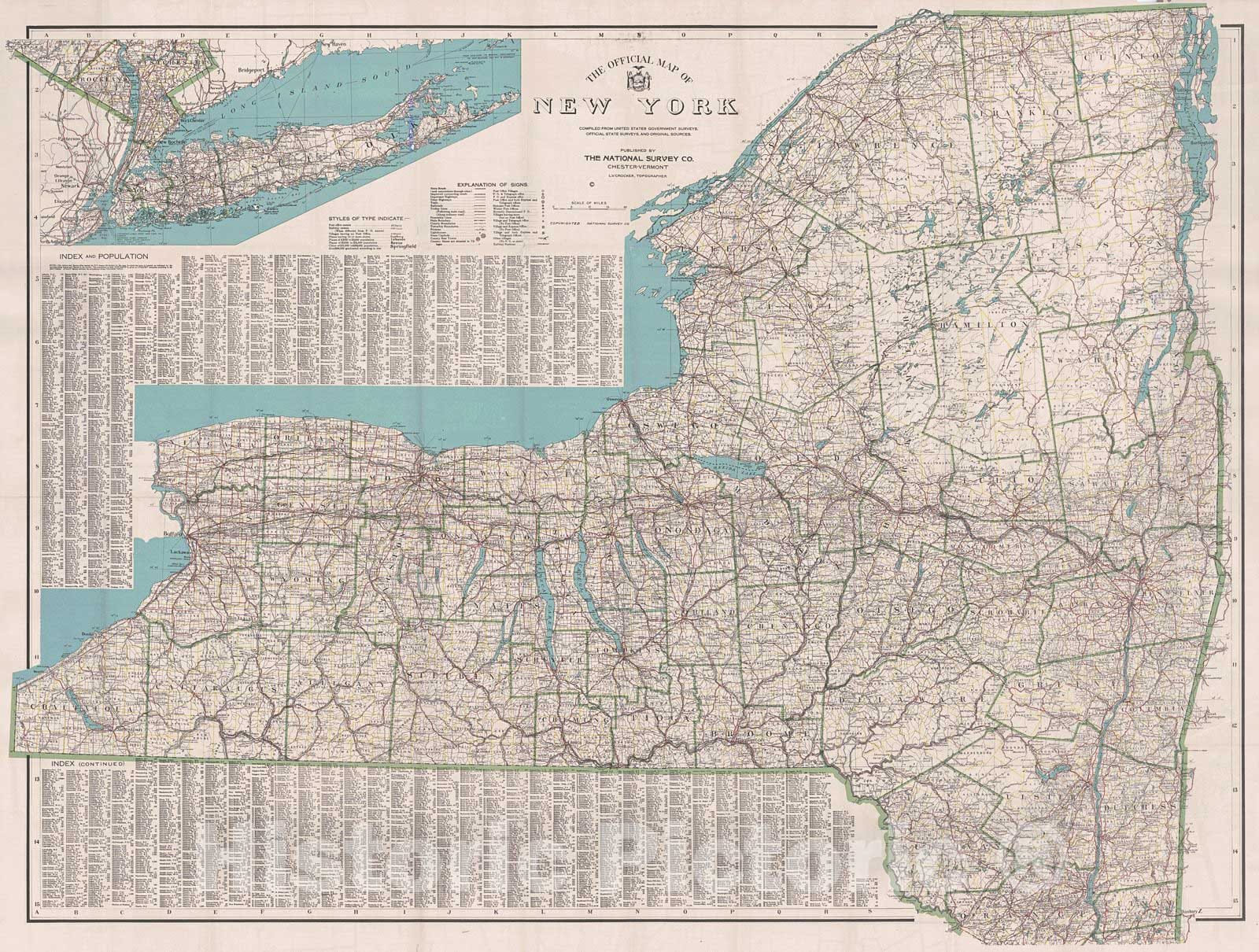 Historic Map : 1910 The Offical Map of New York : Vintage Wall Art