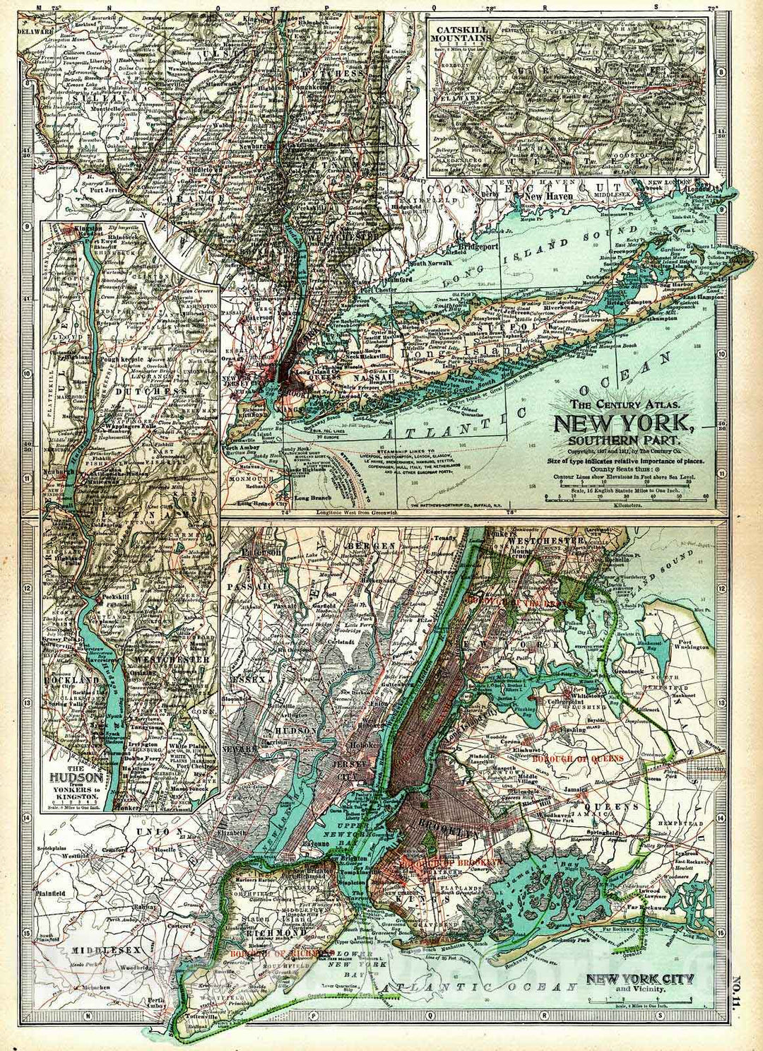 Historic Map : 1913 New York, Southern Part : Vintage Wall Art