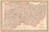 Historic Map : 1879 County & Township Map of the States of Ohio and Indiana : Vintage Wall Art