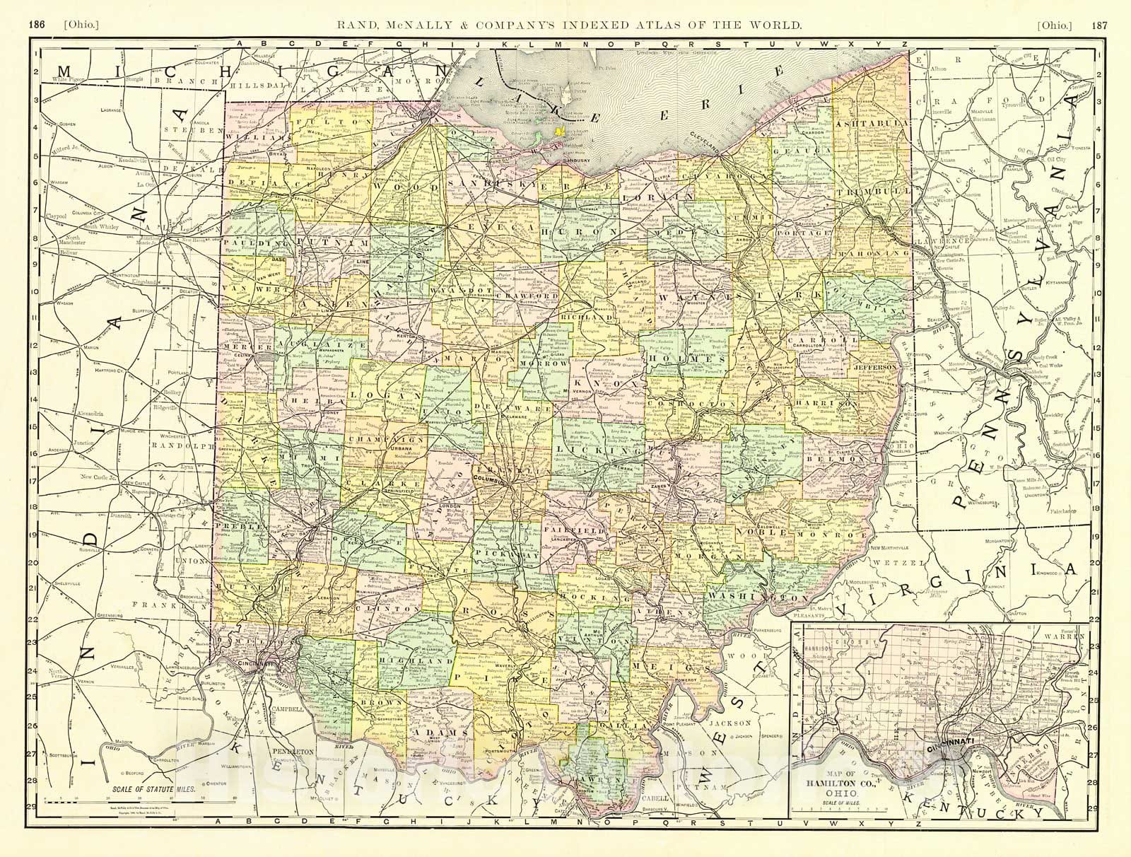 Historic Map : 1888 Ohio : Vintage Wall Art