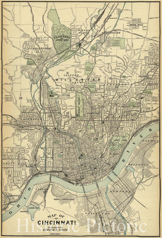 Historic Map : 1907 Map of Cincinnati : Vintage Wall Art
