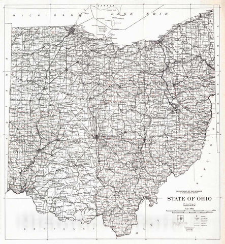 Historic Map : 1929 State of Ohio : Vintage Wall Art