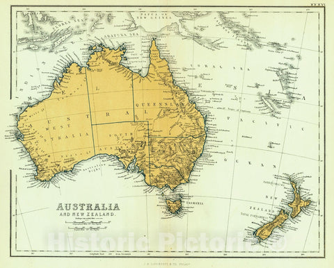 Historic Map : 1869 Australia and New Zealand : Vintage Wall Art