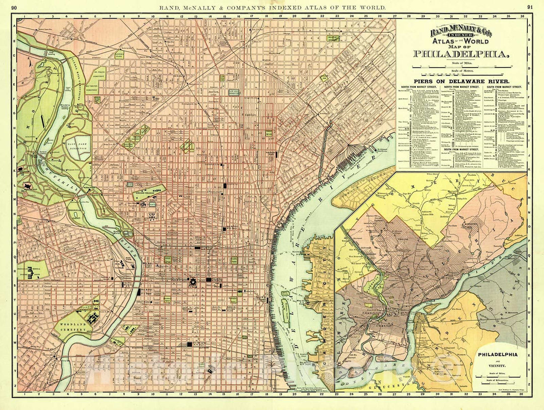Historic Map : 1892 Map of Philadelphia : Vintage Wall Art