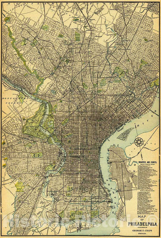 Historic Map : 1907 Map of Philadelphia : Vintage Wall Art