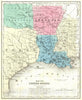 Historic Map : 1850 Map No. 6. United States (Mississippi, Louisiana, Arkansas and Texas) : Vintage Wall Art