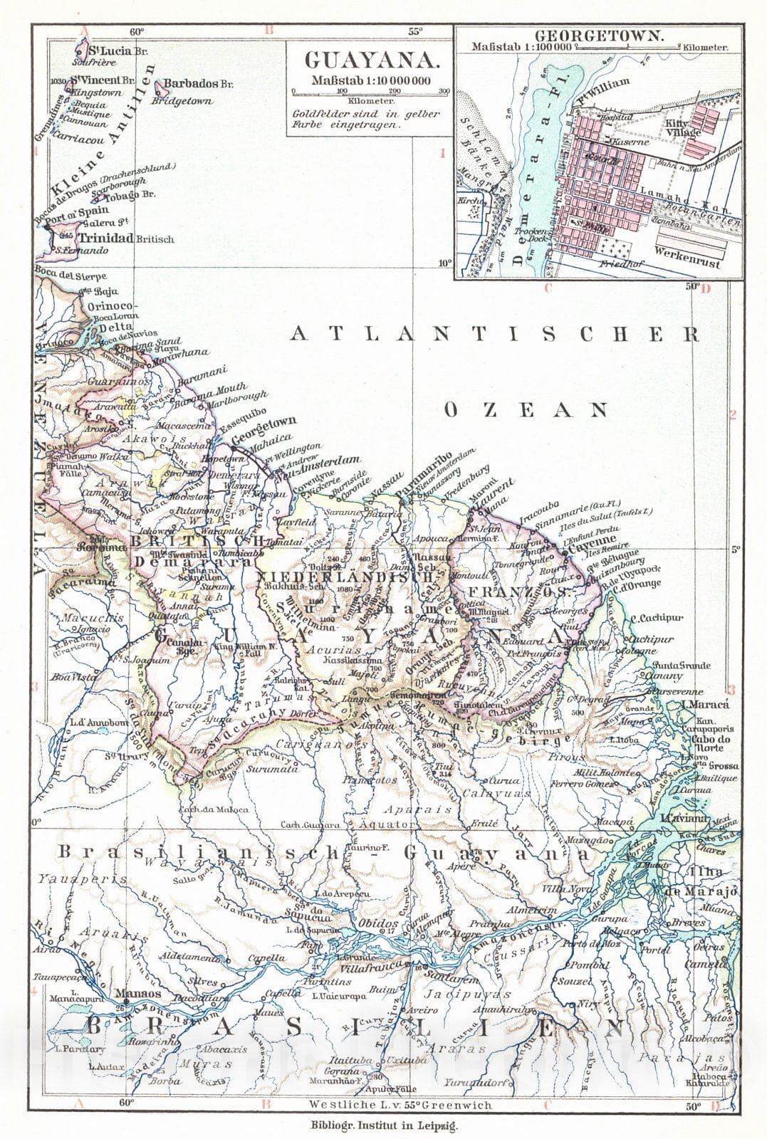 Historic Map : 1924 Guayana : Vintage Wall Art