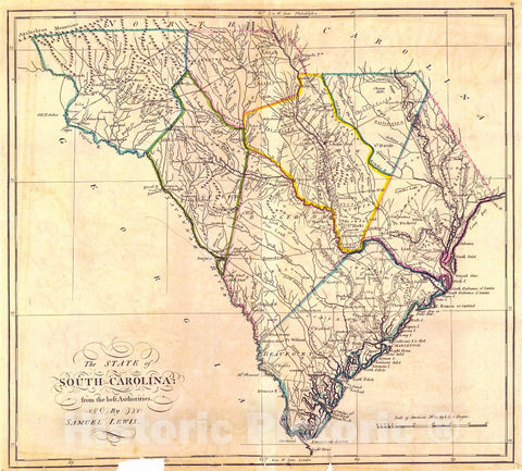 Historic Map : 1818 The State of South Carolina : Vintage Wall Art