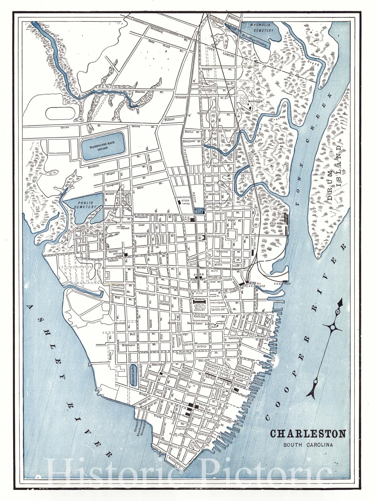 Historic Map : 1898 Charleston : Vintage Wall Art - Historic Pictoric