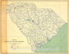 Historic Map : 1929 State of South Carolina : Vintage Wall Art