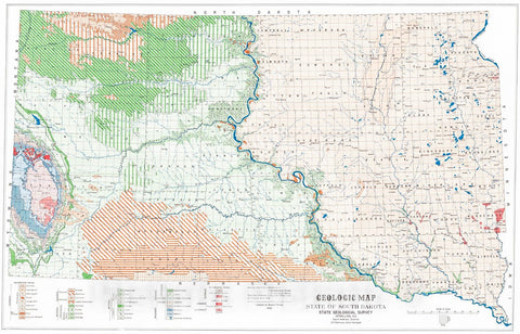 Historic Map : 1953 Geologic Map, State of South Dakota : Vintage Wall Art