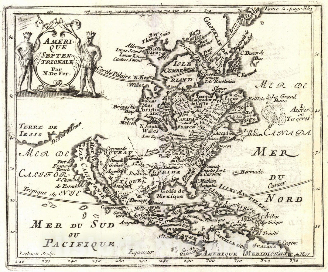 Historic Map : 1705 Amerique Septentrionale : Vintage Wall Art ...