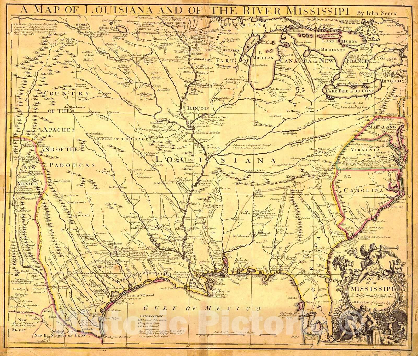 Historic Map : 1721 A Map of Louisiana and of the Mississippi River. : -  Historic Pictoric