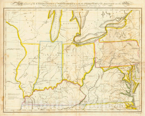 Historic Map : 1818 Map of Part of the United Stated of North America with the Territory of Illinois on the Ohio : Vintage Wall Art
