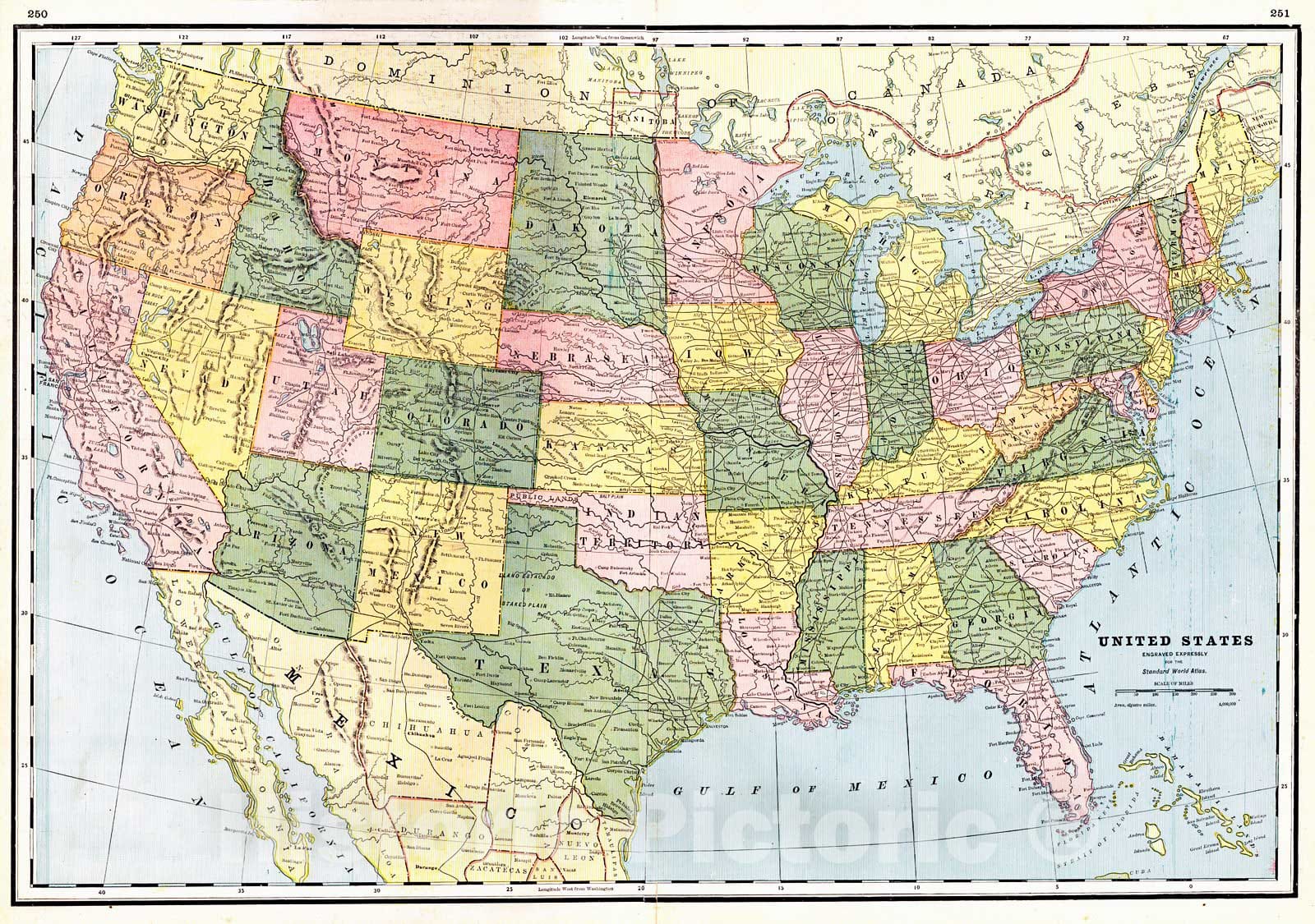 Historic Map : 1887 United States : Vintage Wall Art