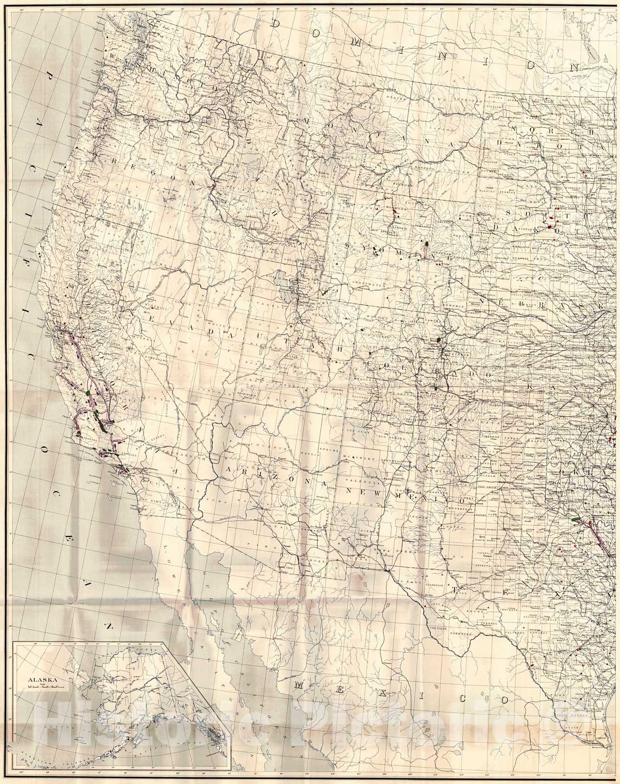 Historic Map : 1913 United States, Oil and Gas Fields in 1913 (Western Half) : Vintage Wall Art
