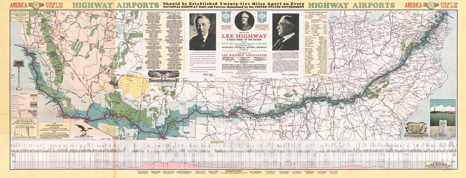 Historic Map : 1923 Map of the Lee Highway : Vintage Wall Art