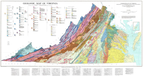Historic Map : 1963 Geologic Map of Virginia : Vintage Wall Art