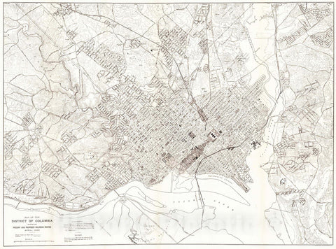 Historic Map : 1903 Map of the District of Columbia Showing Present and Proposed Railroad Routes : Vintage Wall Art