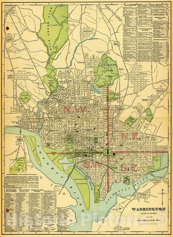 Historic Map : 1907 Washington, District of Columbia : Vintage Wall Art