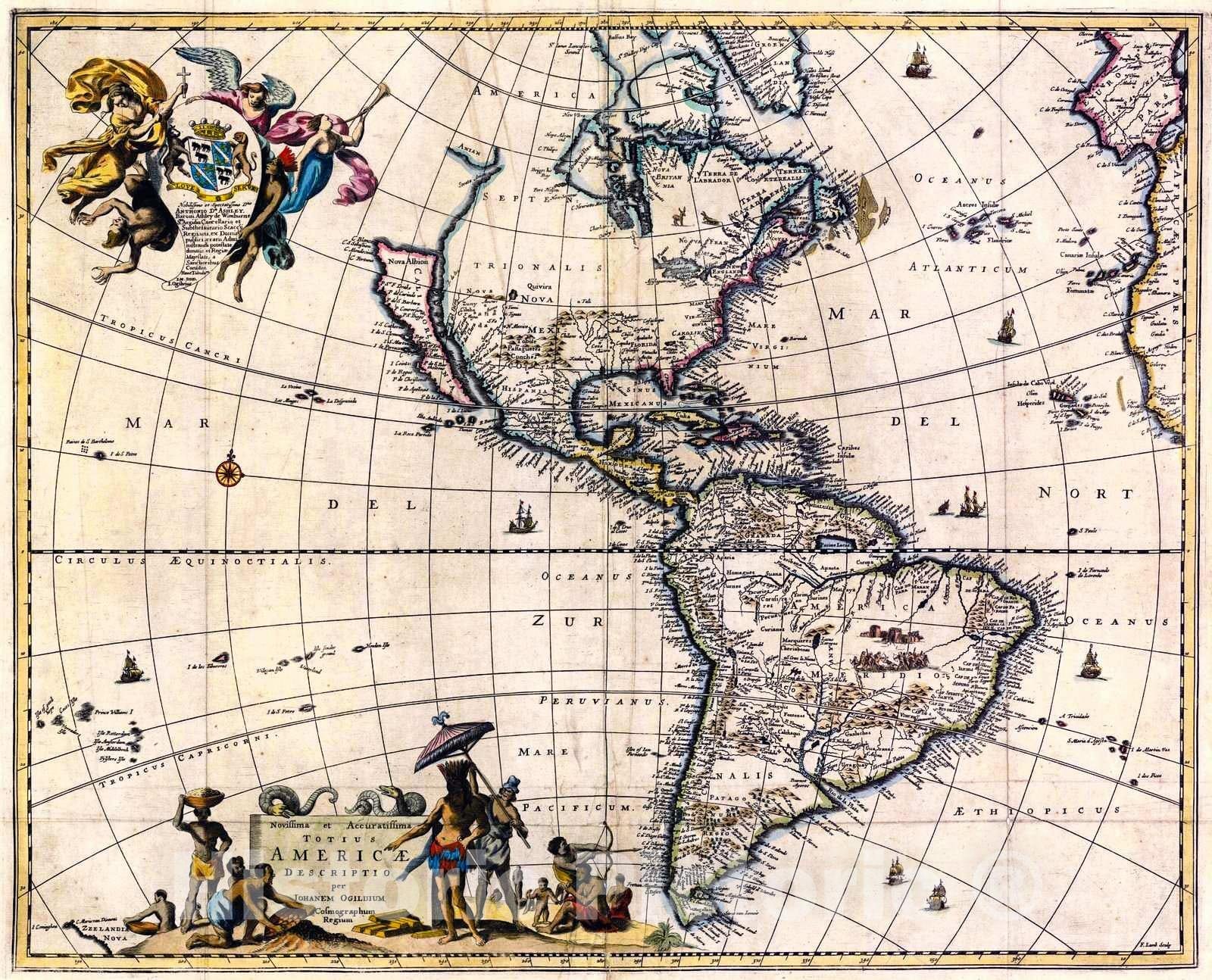Historic Map : 1671 Totius Americae Descriptio : Vintage Wall Art