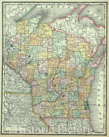 Historic Map : 1885 Wisconsin : Vintage Wall Art