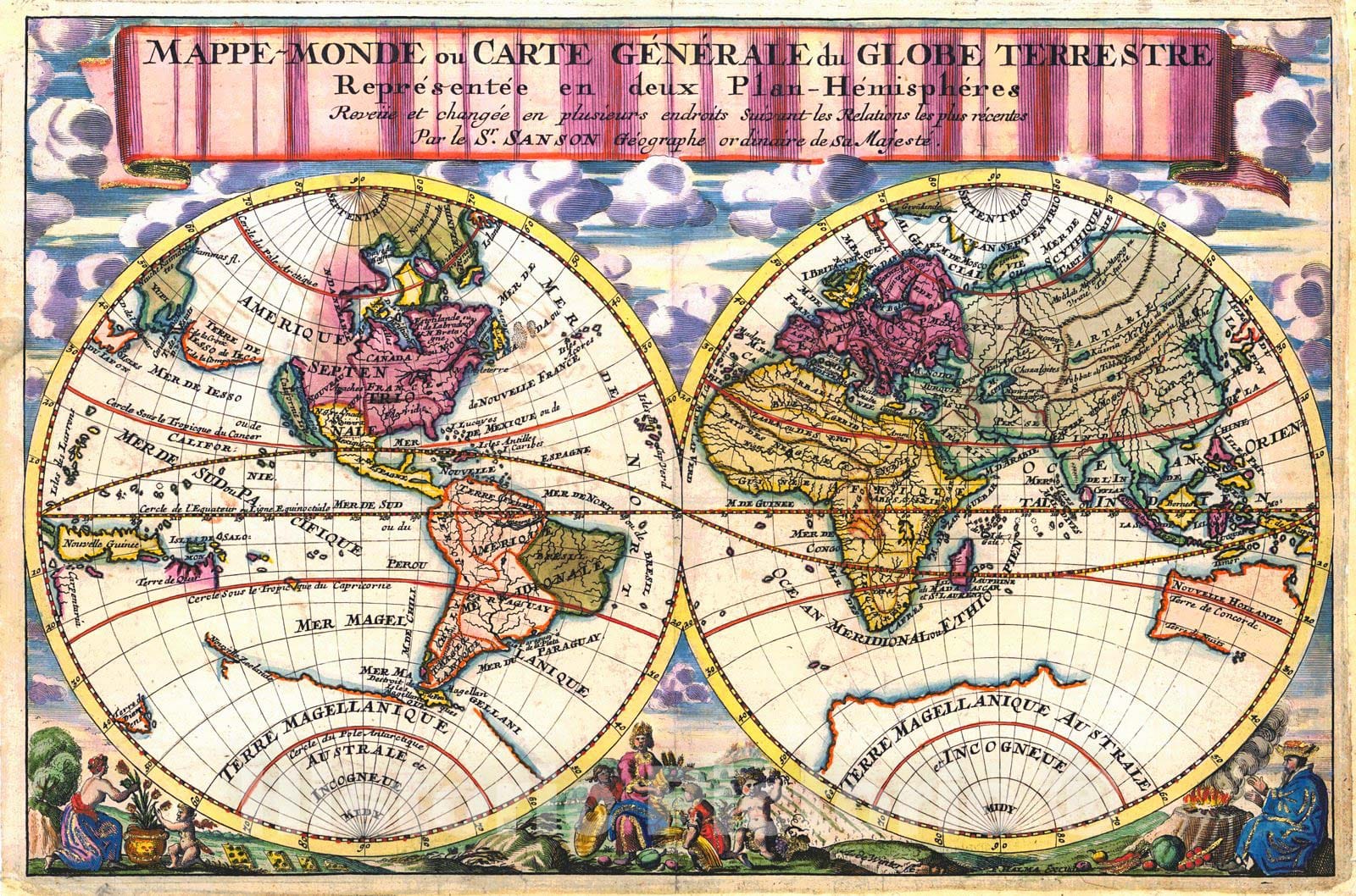 Historic Map : 1680 Mappe-Monde ou Carte Generale du Globe Terrestre : -  Historic Pictoric