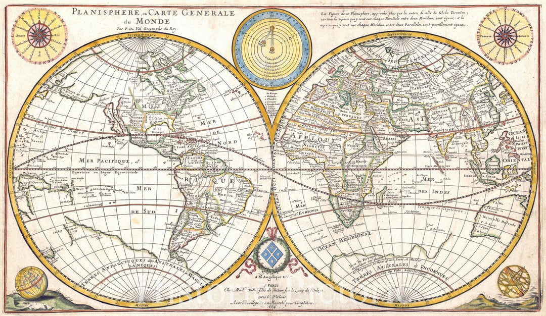 Historic Map : 1684 Planisphere, ou carte generale de monde : Vintage ...