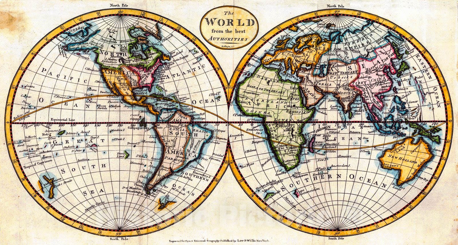 Historic Map : 1790 The World from the Best Authorities : Vintage Wall Art