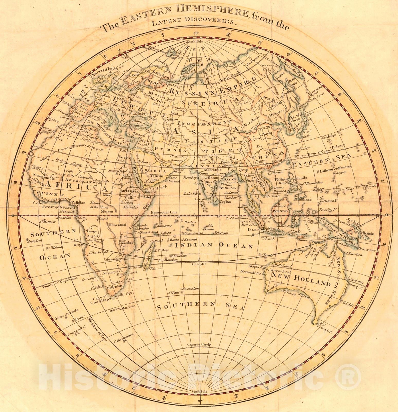 Historic Map : 1800 The Eastern Hemisphere from the Latest Discoveries : Vintage Wall Art