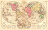 Historic Map : 1844 Map of the World on a Globular Projection  : Vintage Wall Art