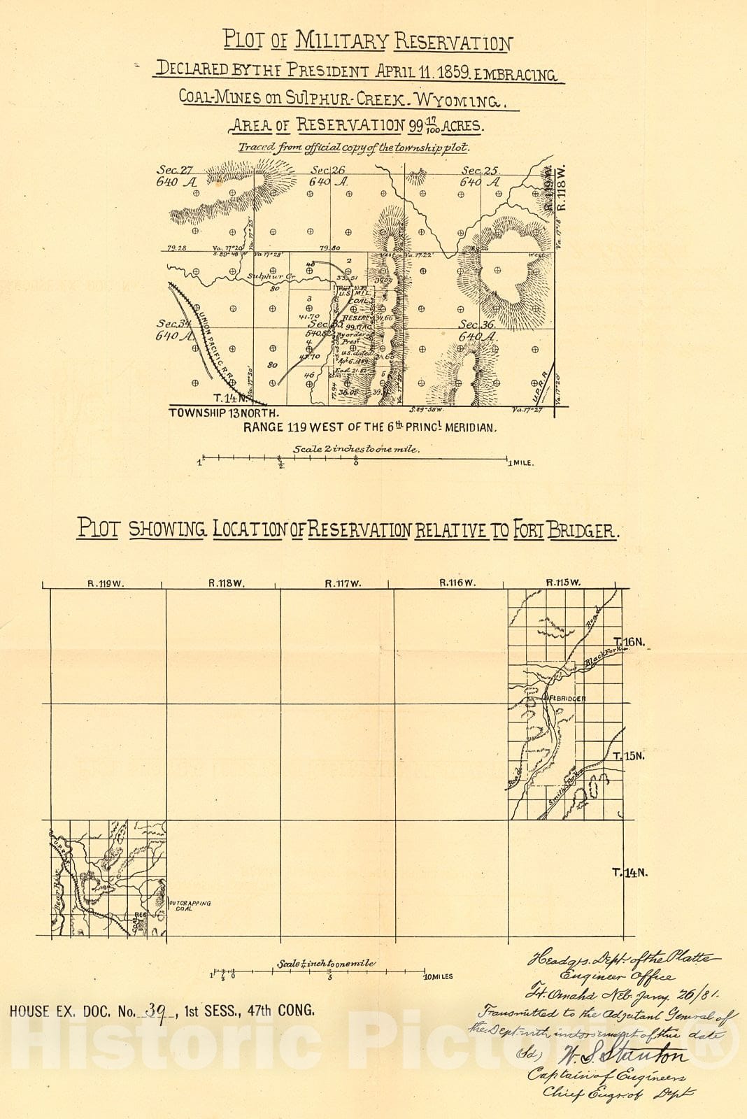 Historic Map : 1881 Plot of Military Reservation Declared by the Presi ...