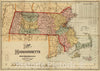 Historical Map, 1888 Map of Massachusetts, Vintage Wall Art
