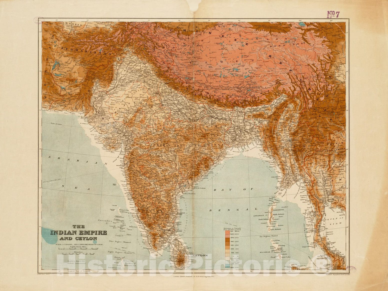 Historical Map, 1920 The Indian Empire and Ceylon, Vintage Wall Art