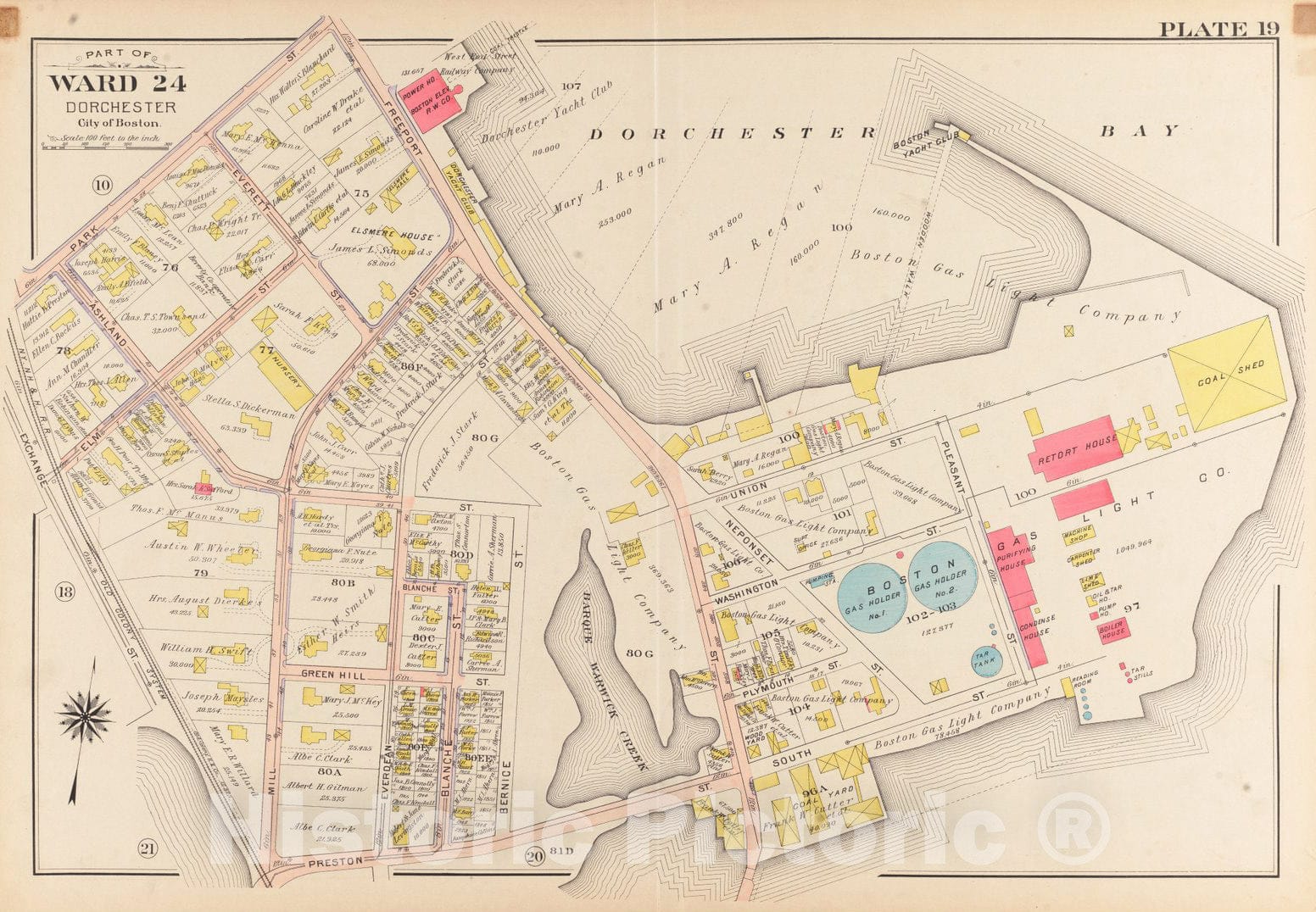 Historical Map, 1904 Atlas of The City of Boston, Dorchester, Mass. : Plate 19, Vintage Wall Art