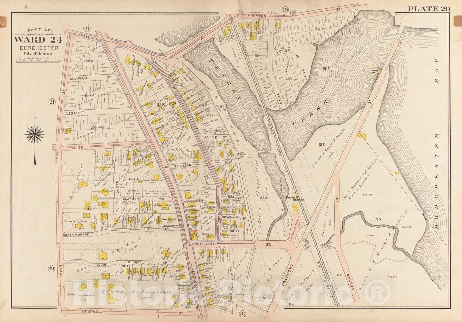 Historical Map, 1904 Atlas of The City of Boston, Dorchester, Mass. : Plate 20, Vintage Wall Art