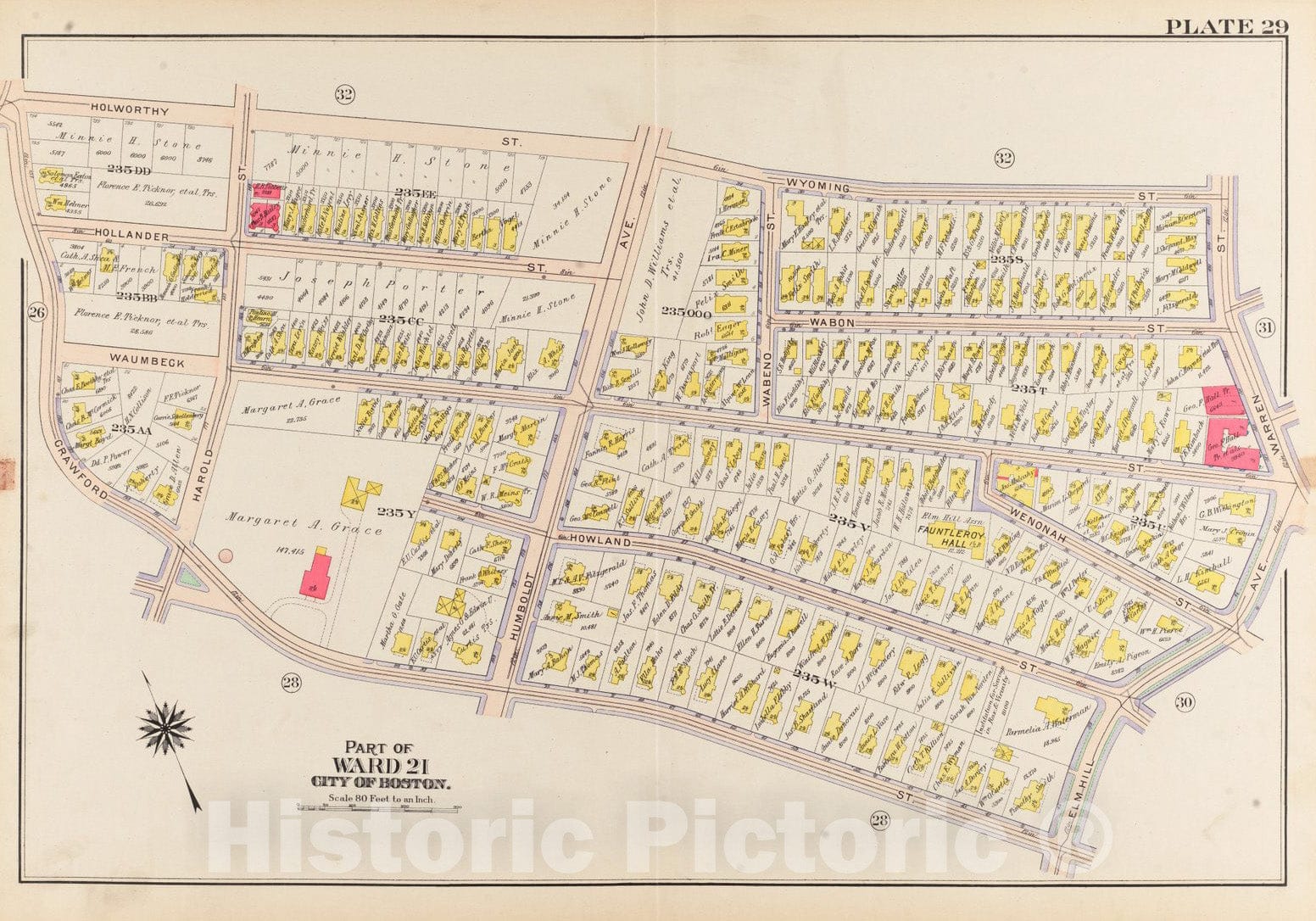 Historical Map, 1906 Atlas of The City of Boston, Roxbury : Plate 29, Vintage Wall Art