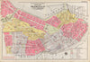Historical Map, 1908 Outline & Index map of Boston City Proper, Vintage Wall Art