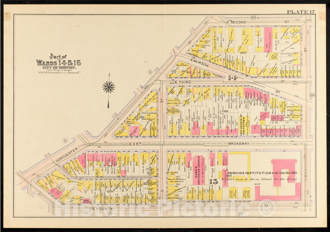 Historical Map, 1910 Atlas of the city of Boston, South Boston : plate 17, Vintage Wall Art