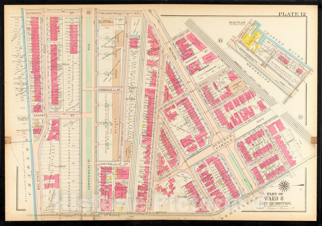 Historical Map, 1915 Atlas of The City of Boston, Roxbury : Plate 12, Vintage Wall Art