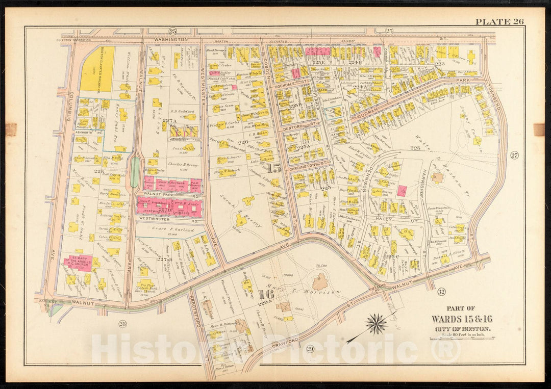Historical Map, 1915 Atlas of The City of Boston, Roxbury : Plate 26, Vintage Wall Art