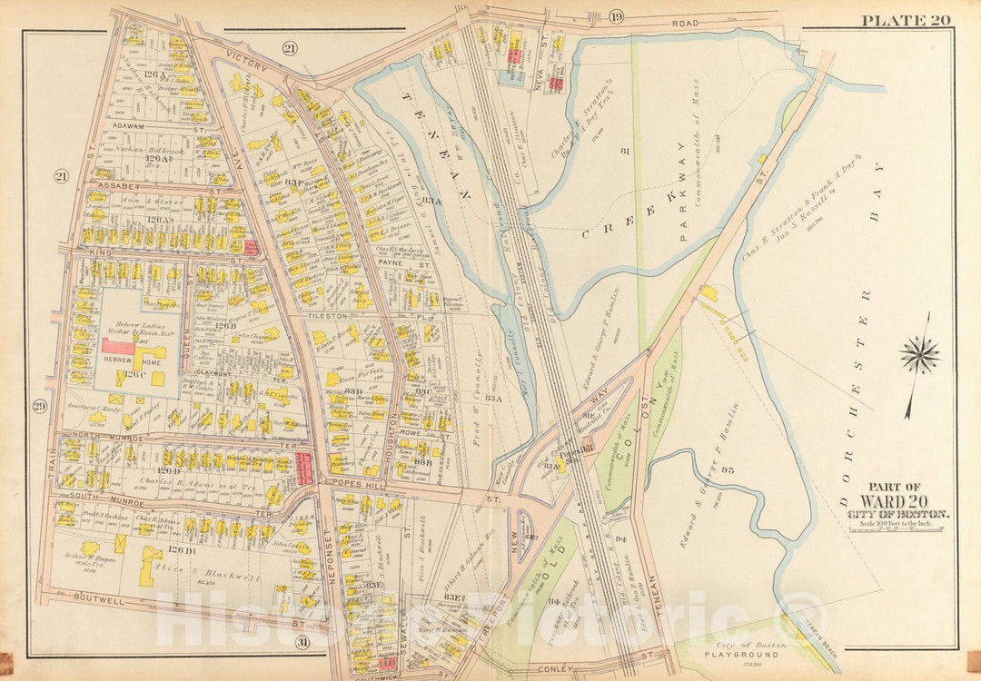 Historical Map, 1918 Atlas of The City of Boston, Dorchester : Plate 20, Vintage Wall Art