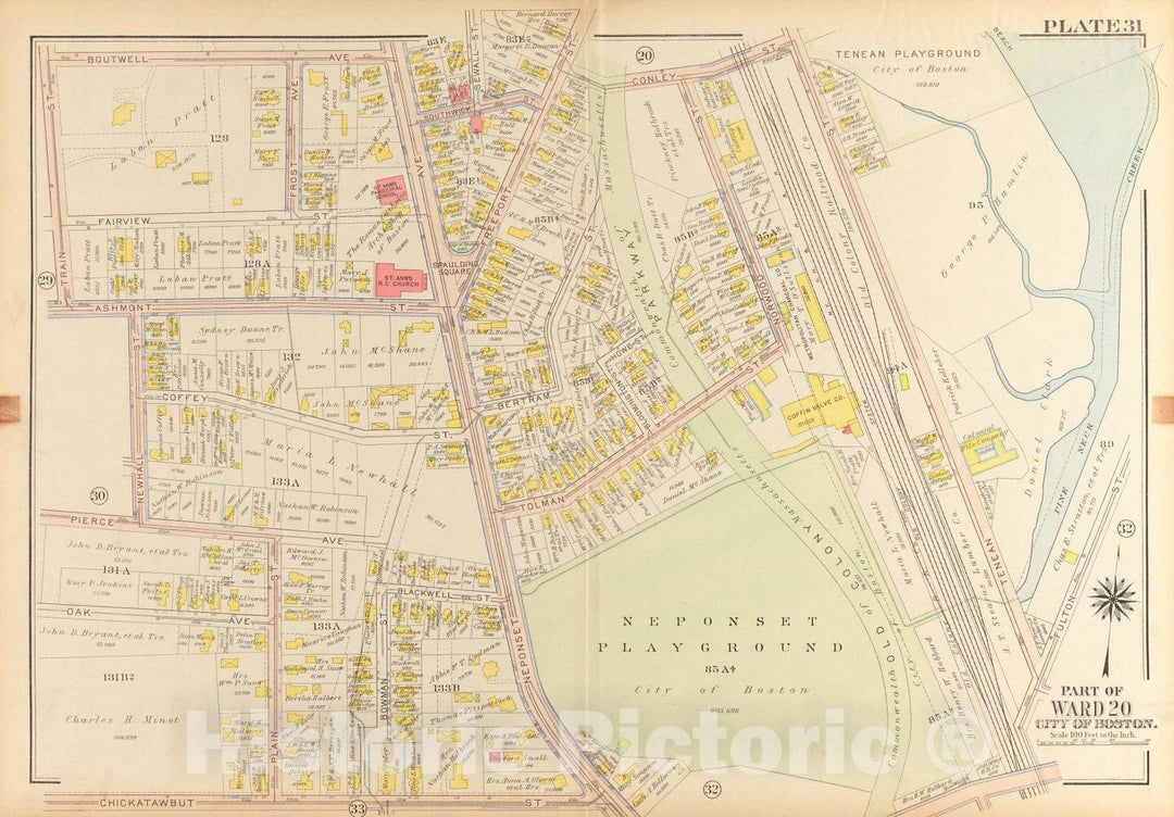 Historical Map, 1918 Atlas of The City of Boston, Dorchester : Plate 31, Vintage Wall Art