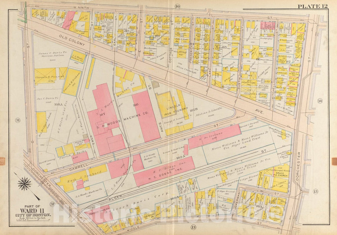 Historical Map, 1919 Atlas of The City of Boston, South Boston : Plate 12, Vintage Wall Art