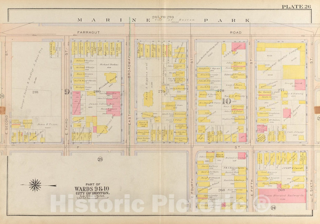 Historical Map, 1919 Atlas of The City of Boston, South Boston : Plate 26, Vintage Wall Art