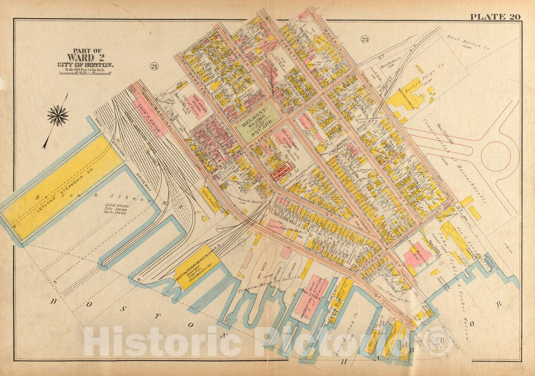 Historical Map, 1922 Atlas of the city of Boston, Charlestown and East Boston : plate 20, Vintage Wall Art