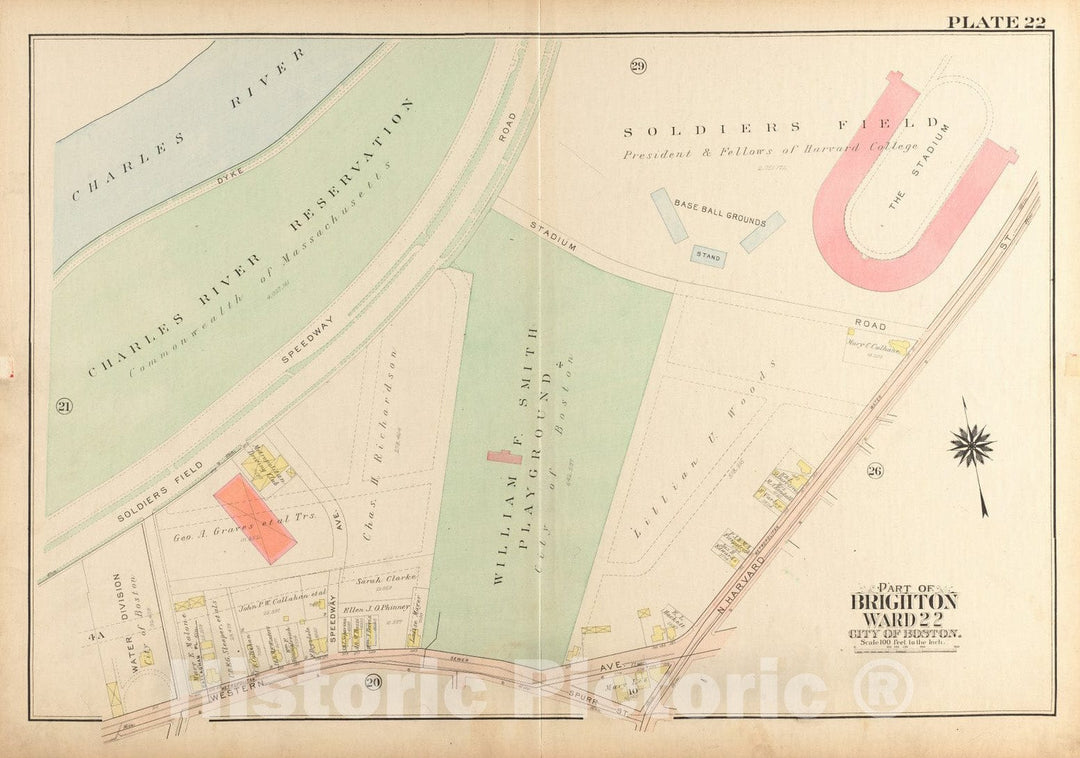 Historical Map, 1925 Atlas of The City of Boston, Brighton : Plate 22, Vintage Wall Art